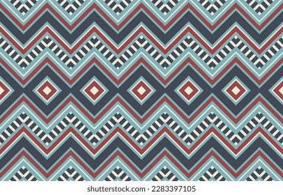 Ikat geometric folklore ornament. Tribal ethnic vector texture. Seamless striped pattern in Aztec style. Figure tribal embroidery. Indian, Scandinavian, Gypsy, Mexican, folk pattern. Boho chic design.