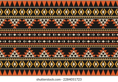 Ikat geometric folklore ornament. Tribal ethnic vector texture. Seamless striped pattern in Aztec style. Figure tribal embroidery. Indian, Scandinavian, Gypsy, Mexican, folk pattern. Boho chic design.