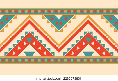 Ikat geometric folklore ornament. Tribal ethnic vector texture. Seamless striped pattern in Aztec style. Figure tribal embroidery. Indian, Scandinavian, Gypsy, Mexican, folk pattern. Boho chic design.