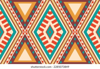 Ikat geometric folklore ornament. Tribal ethnic vector texture. Seamless striped pattern in Aztec style. Figure tribal embroidery. Indian, Scandinavian, Gypsy, Mexican, folk pattern. Boho chic design.