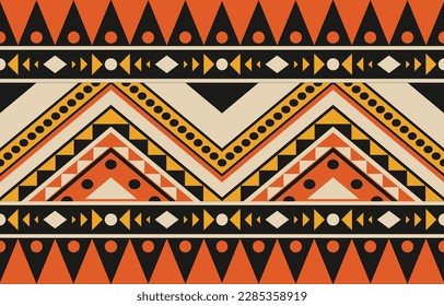 Ikat geometric folklore ornament. Tribal ethnic vector texture. Seamless striped pattern in Aztec style. Figure tribal embroidery. Indian, Scandinavian, Gypsy, Mexican, folk pattern. Boho chic design.