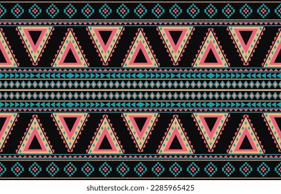 Ikat geometric folklore ornament. Tribal ethnic vector texture. Seamless striped pattern in Aztec style. Figure tribal embroidery. Indian, Scandinavian, Gypsy, Mexican, folk pattern. Boho chic design.
