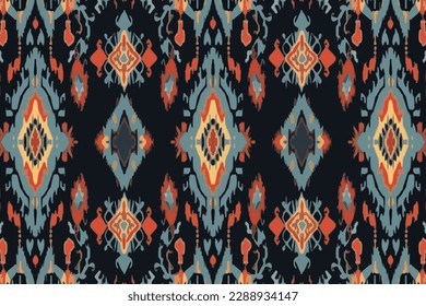 Ikat geometric folklore ornament. Tribal ethnic texture seamless pattern. Abstract traditional folk old ancient antique graphic line. Ornate elegant luxury vintage retro modern minimal style.