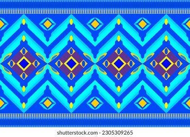 Ikat geometric folklore ornament. Tribal ethnic vector texture. Seamless striped pattern in Aztec style. Figure tribal embroidery. Indian, Scandinavian, Gypsy, Mexican, folk pattern. 