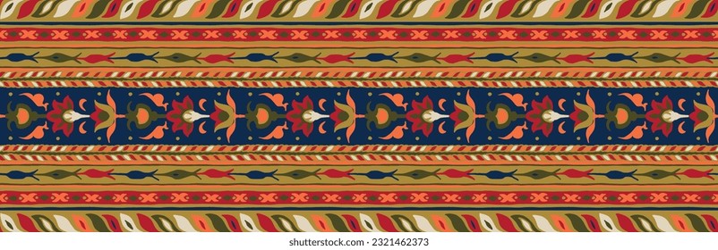 Ikat geometric folklore ornament. Tribal ethnic vector texture. Seamless striped pattern in Aztec style. Figure tribal embroidery. Indian, Scandinavian, Gypsy, Mexican, folk pattern.