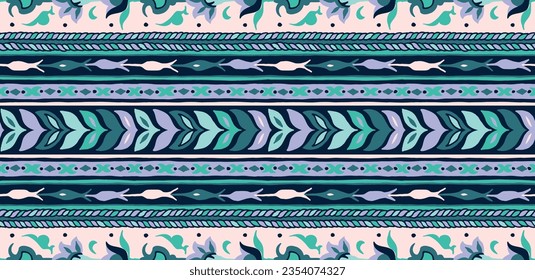 Ikat geometric folklore ornament. Tribal ethnic vector texture. Seamless striped pattern in Aztec style. Figure tribal embroidery. Indian, Scandinavian, Gypsy, Mexican, folk pattern.