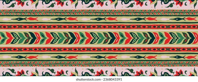 Ikat geometric folklore ornament. Tribal ethnic vector texture. Seamless striped pattern in Aztec style. Figure tribal embroidery. Indian, Scandinavian, Gypsy, Mexican, folk pattern.