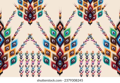 Ikat geometric folklore ornament. Tribal ethnic vector texture. 
Seamless striped pattern in Aztec style. Figure tribal embroidery. 
Indian, Scandinavian, Gypsy, Mexican, folk pattern.