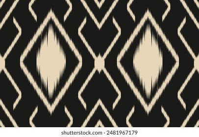 Ikat geometric folklore ornament. Tribal ethnic vector texture. Seamless striped pattern in Aztec style. Figure tribal embroidery. Indian, Scandinavian, Gypsy, Mexican, folk pattern. Boho chic design.