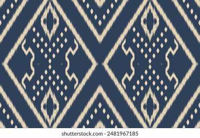 Ikat geometric folklore ornament. Tribal ethnic vector texture. Seamless striped pattern in Aztec style. Figure tribal embroidery. Indian, Scandinavian, Gypsy, Mexican, folk pattern. Boho chic design.