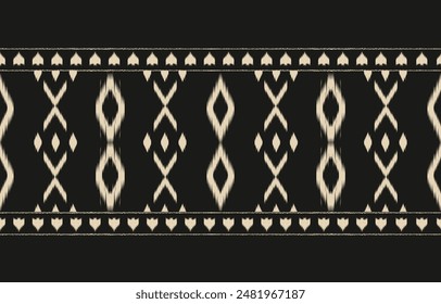 Ikat geometric folklore ornament. Tribal ethnic vector texture. Seamless striped pattern in Aztec style. Figure tribal embroidery. Indian, Scandinavian, Gypsy, Mexican, folk pattern. Boho chic design.