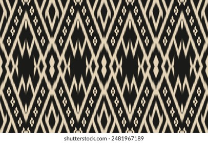 Ikat geometric folklore ornament. Tribal ethnic vector texture. Seamless striped pattern in Aztec style. Figure tribal embroidery. Indian, Scandinavian, Gypsy, Mexican, folk pattern. Boho chic design.