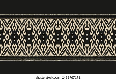 Ikat geometric folklore ornament. Tribal ethnic vector texture. Seamless striped pattern in Aztec style. Figure tribal embroidery. Indian, Scandinavian, Gypsy, Mexican, folk pattern. Boho chic design.