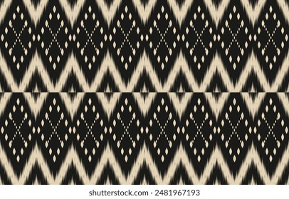 Ikat geometric folklore ornament. Tribal ethnic vector texture. Seamless striped pattern in Aztec style. Figure tribal embroidery. Indian, Scandinavian, Gypsy, Mexican, folk pattern. Boho chic design.