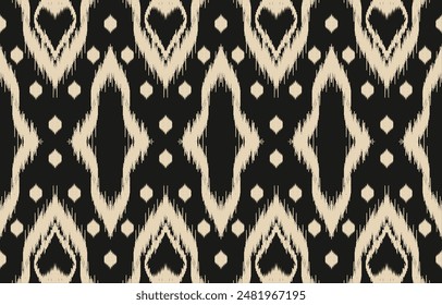 Adorno de folclore geométrico Ikat. Textura de Vector étnico tribal. Patrón de rayas sin costuras en estilo azteca. Figura bordado tribal. indio, escandinavo, gitano, mexicano, patrón folclórico. Diseño boho chic.