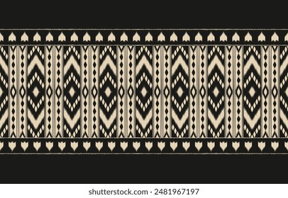 Ikat geometric folklore ornament. Tribal ethnic vector texture. Seamless striped pattern in Aztec style. Figure tribal embroidery. Indian, Scandinavian, Gypsy, Mexican, folk pattern. Boho chic design.