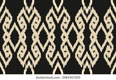 Ikat geometric folklore ornament. Tribal ethnic vector texture. Seamless striped pattern in Aztec style. Figure tribal embroidery. Indian, Scandinavian, Gypsy, Mexican, folk pattern. Boho chic design.