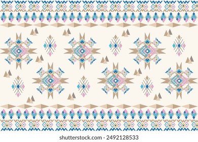 Ikat geometric folklore ornament. Tribal ethnic vector texture. Seamless striped pattern in Aztec style. Figure tribal embroidery. Indian, Scandinavian, Gypsy, Mexican, folk pattern.