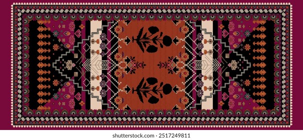 Ikat geometric folklore ornament. Tribal ethnic vector texture. Seamless striped pattern in Aztec style. Figure tribal embroidery. 