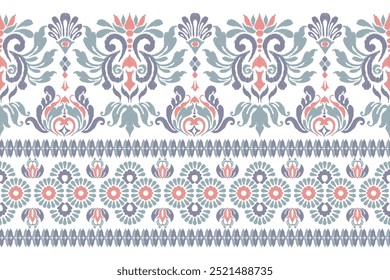 Ikat geometric folklore ornament. Tribal ethnic vector texture. Seamless striped pattern in Aztec style. Figure tribal embroidery. Indian, Scandinavian, Gypsy, and Mexican, folk patterns