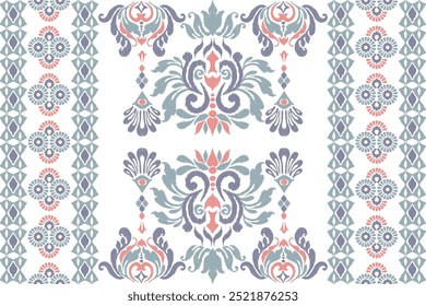 Ikat geometric folklore ornament. Tribal ethnic vector texture. Seamless striped pattern in Aztec style. Figure tribal embroidery. Indian, Scandinavian, Gypsy, and Mexican, folk patterns