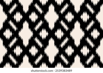 Ornamento geométrico del folclore de Ikat.  Textura étnica tribal. Patrón de rayas sin costuras en estilo azteca. Diseño abstracto del bordado de Ikat para la textura, tela, ropa, envoltura, decoración