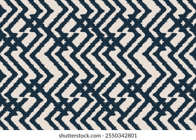 Ornamento geométrico del folclore de Ikat. Textura étnica tribal. Patrón de rayas sin costuras en estilo azteca. Diseño abstracto del bordado de Ikat para la textura, tela, ropa, envoltura, decoración