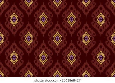 Ikat geometric folklore ornament. Tribal ethnic vector texture. Seamless striped pattern in Aztec style. Figure tribal embroidery. Indian, Scandinavian, Gypsy, Mexican, folk pattern.