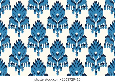 Ikat geometric folklore ornament tribal ethnic vector texture. Seamless striped pattern in Aztec style. Figure tribal embroidery. Indian, African, American, Scandinavian, gypsy, Mexican, folk pattern.