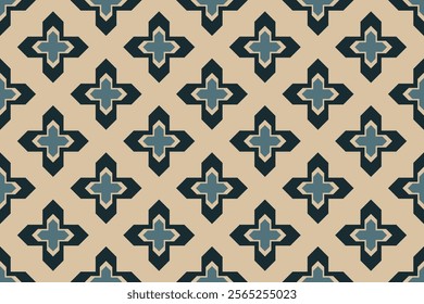 Ikat geometric folklore ornament tribal ethnic vector texture. Seamless striped pattern in Aztec style. Figure tribal embroidery. Indian, African, American, Scandinavian, gypsy, Mexican, folk pattern.