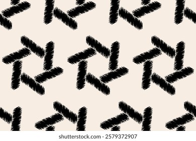 Ikat geometric folklore ornament. Tribal ethnic texture.Seamless striped pattern in Aztec style. Motifs Ikat embroidery abstract design for texture, fabric, clothing, wrapping, decoration