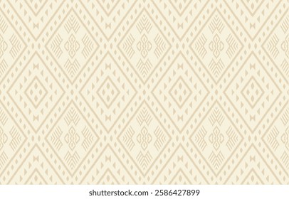 Ikat geometric folklore ornament. Tribal ethnic vector texture. Seamless striped pattern in Aztec style. Figure tribal embroidery. Indian, Scandinavian, Gypsy, Mexican, folk pattern. Boho chic design.