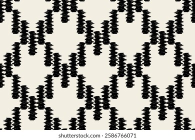 Ikat geometric folklore ornament. Tribal ethnic texture.Seamless striped pattern in Aztec style. Motifs Ikat embroidery abstract design for texture, fabric, clothing, wrapping, decoration