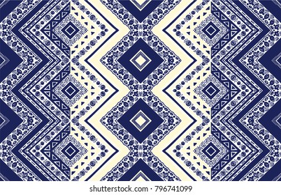 Ikat geometric folklore ornament. Tribal ethnic vector texture. Seamless striped  pattern in Aztec style. Figure tribal  embroidery. Indian, Scandinavian, Gypsy, Mexican, folk pattern. 