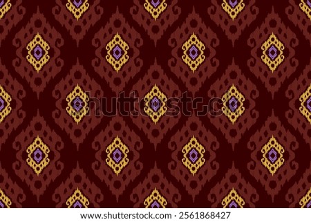 Ikat geometric folklore ornament. Tribal ethnic vector texture. Seamless striped pattern in Aztec style. Figure tribal embroidery. Indian, Scandinavian, Gypsy, Mexican, folk pattern.