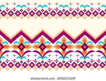 Ikat geometric folklore ornament vector pattern