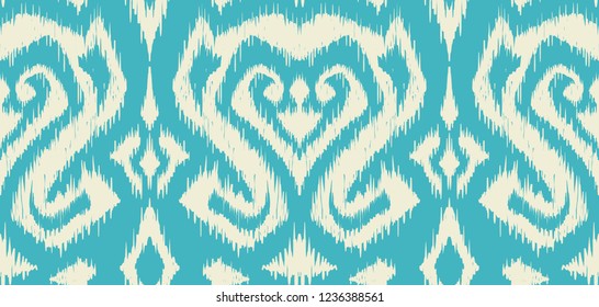 Ikat geometric folklore pattern. Ethnic folk ornament texture. Tribal mengikat textile. Aztec, Indian, Scandinavian, Gypsy or Mexican fabric.
