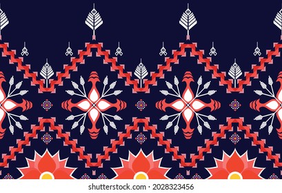 Ikat diseño geométrico de patrones étnicos indios. Moqueta de tela azteca mandala adorno boho chevron decoración textil papel de pared. Tradicional bordado de fondo de ilustraciones de vectores orientales tribales tribales.