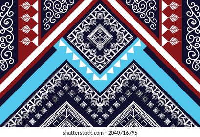 Ikat geometric Indian ethnic pattern. Aztec fabric carpet mandala ornament boho chevron textile decoration wallpaper. Tribal turkey traditional embroidery oriental vector illustrations background.