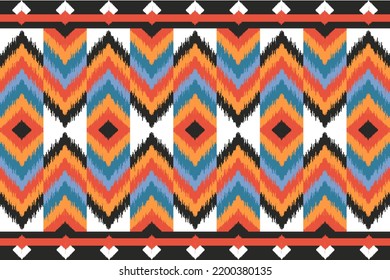 Ikat geometric Native fabric print. Ikat fabric pattern with minimal pastel for cloth, carpet, pillow case fashion design. Geometric textile. African Moroccan pattern. Ikat seamless pattern design.