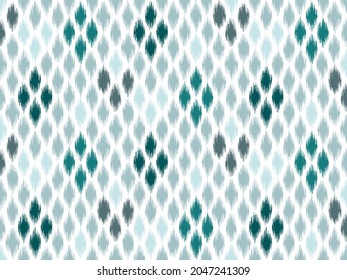 Ikat geometric ornament with diamonds. Ikkat. Seamless  pattern. 
 Aztec style. Tribal ethnic vector texture. Folk embroidery, Indian, Scandinavian, Gypsy, Mexican, African rug, wallpaper.
