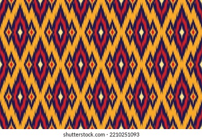 Ikat geometric ornament with diamonds. Ikkat. Seamless pattern. Aztec style. Tribal ethnic vector texture. Folk embroidery, Indian, Scandinavian, Gypsy, Mexican, African rug, wallpaper.