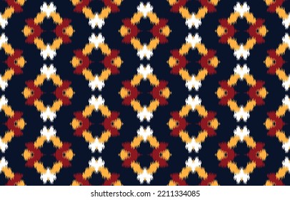 Ikat geometric ornament with diamonds. Ikkat. Seamless pattern. Aztec style. Tribal ethnic vector texture. Folk embroidery, Indian, Scandinavian, Gypsy, Mexican, African rug, wallpaper.