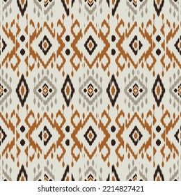 Ikat geometric ornament with diamonds. Ikkat. Seamless pattern. Aztec style. Tribal ethnic vector texture. Folk embroidery, Indian, Scandinavian, Gypsy, Mexican, African rug, wallpaper.