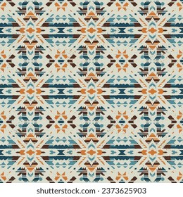 Ikat geometric ornament with diamonds. Ikkat. Seamless pattern. Aztec style. Tribal ethnic vector texture. Folk embroidery, Indian, Scandinavian, Gypsy, Mexican, African rug, wallpaper.