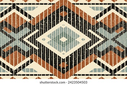 Ikat geometric ornament with diamonds. Ikkat. Seamless pattern. Aztec style. Tribal ethnic vector texture. Folk embroidery, Indian, Scandinavian, Gypsy, Mexican, African rug, wallpaper.