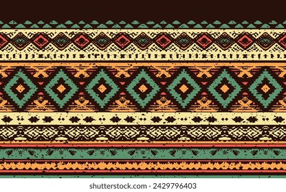 Ikat geometric ornament with diamonds. Ikkat. Seamless pattern. Aztec style. Tribal ethnic vector texture. Folk embroidery, Indian, Scandinavian, Gypsy, Mexican, African rug, wallpaper.