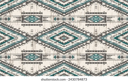 Ikat geometric ornament with diamonds. Ikkat. Seamless pattern. Aztec style. Tribal ethnic vector texture. Folk embroidery, Indian, Scandinavian, Gypsy, Mexican, African rug, wallpaper.