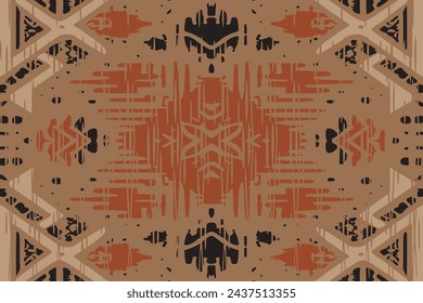 Ikat geometric ornament with diamonds. Ikkat. Seamless pattern. Aztec style. Tribal ethnic vector texture. Folk embroidery, Indian, Scandinavian, Gypsy, Mexican, African rug, wallpaper.