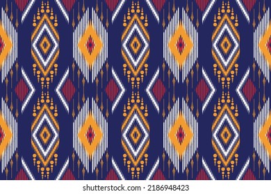 Ikat geometric ornament with diamonds. tribal African geometric vector ikat pattern. Folk embroidery, Indian, Scandinavian, Gypsy, Mexican, African rug, wallpaper.